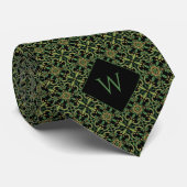 Cravate Élégant Monogramme vert et noir arabesque (Roulé)