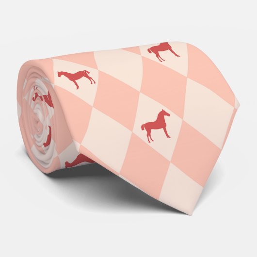 Cravate Élégant Motif à cheval Rose Harleqiun (Roulé)
