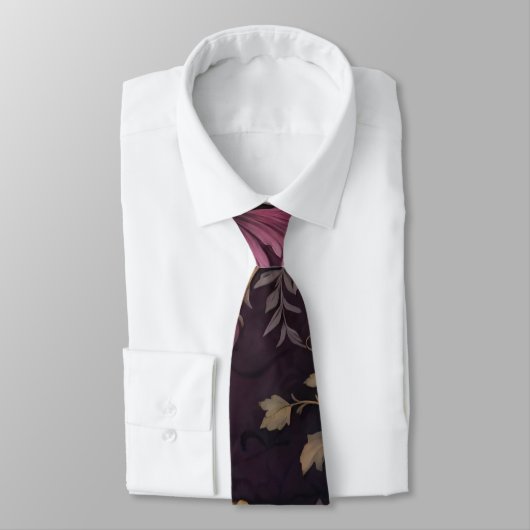 Cravate élégant motif à fleurs foncées (Attaché)