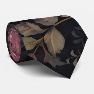 Cravate élégant motif à fleurs foncées