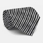 Cravate élégant motif à rayures noir argenté (Roulé)