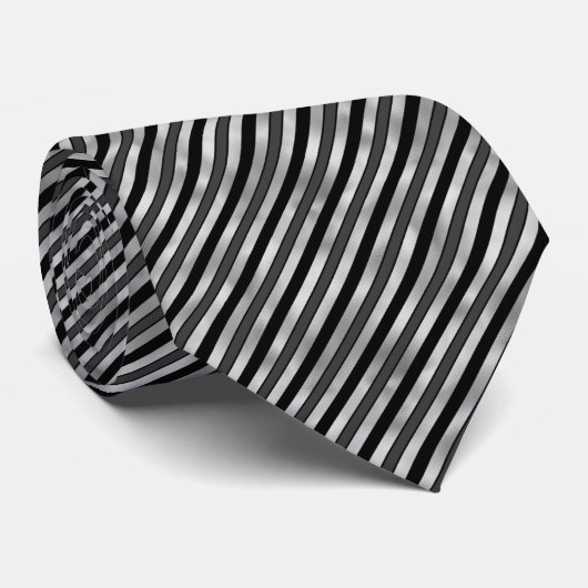 Cravate élégant motif à rayures noir argenté (Roulé)