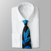 Cravate Elégant Motif bleu noir feuille élégant Initiales (Attaché)