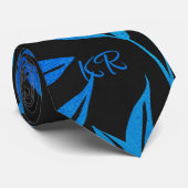 Cravate Elégant Motif bleu noir feuille élégant Initiales (Roulé)