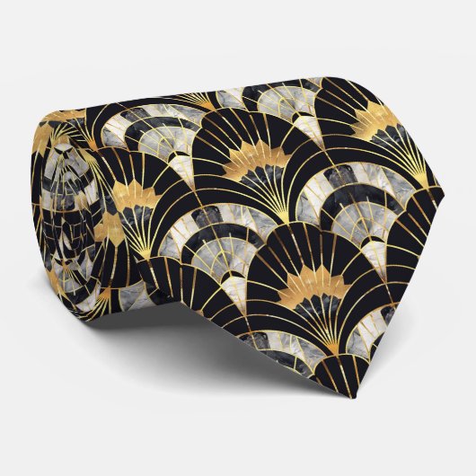Cravate Élégant motif carrelé art déco (Roulé)
