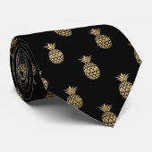 Cravate élégant motif d'ananas carrelé noir (Roulé)