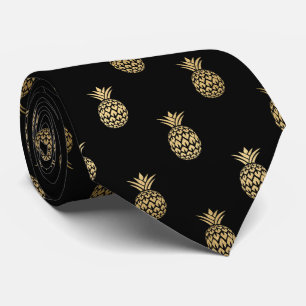 Cravate élégant motif d'ananas carrelé noir