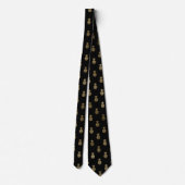 Cravate élégant motif d'ananas carrelé noir (Dos)
