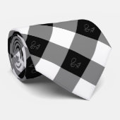 Cravate Élégant Motif de diamants noir et blanc (Roulé)