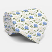 Cravate Elégant Motif de fleurs d'hydragea bleu (Roulé)