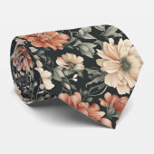 Cravate Élégant motif de jardin botanique fleuri (Roulé)