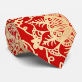 Cravate Élégant Motif de Mandala en or rouge (Roulé)