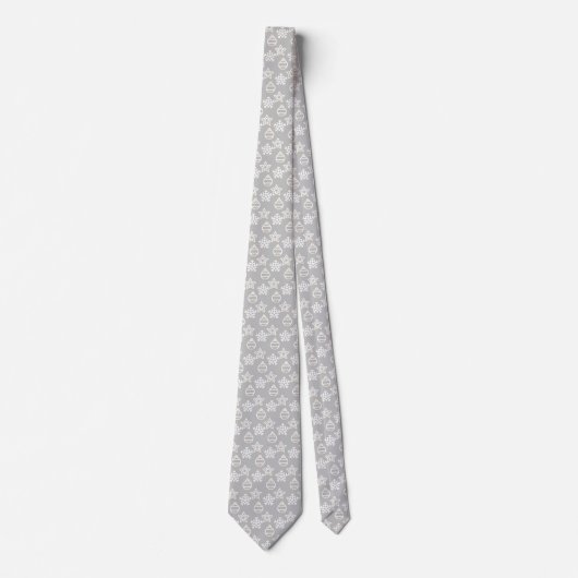 Cravate Élégant Motif de Noël blanc sur Silver Grey (Devant)