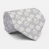 Cravate Élégant Motif de Noël blanc sur Silver Grey (Roulé)