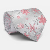 Cravate Élégant Motif de Noël Silver Pink (Roulé)