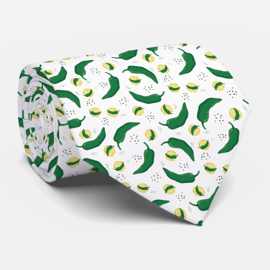 Cravate Élégant Motif du Chili vert (Roulé)