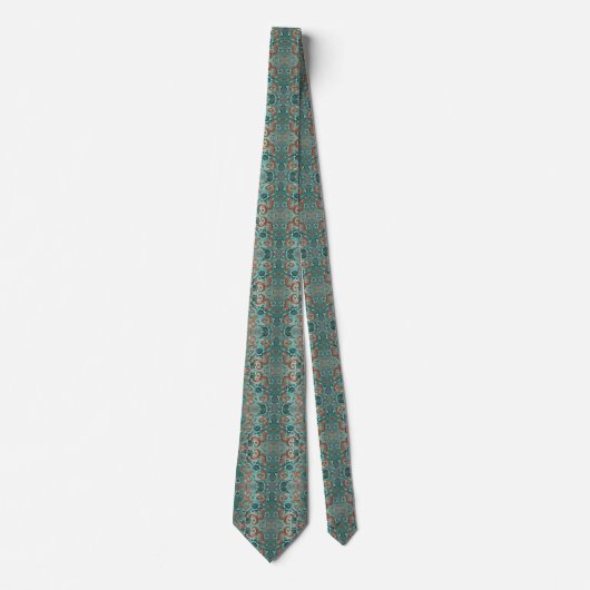 Cravate Élégant Motif en cuivre et en fleurs turquoise (Devant)