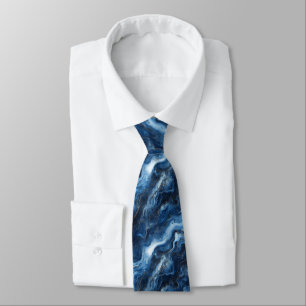 Cravate Elégant Motif en marbre bleu marine