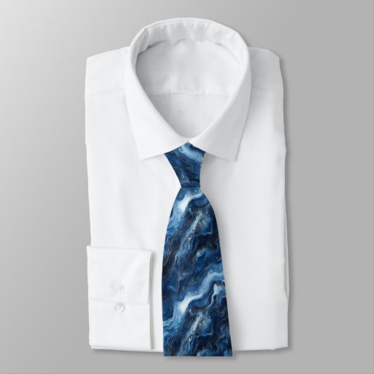 Cravate Elégant Motif en marbre bleu marine (Attaché)