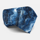 Cravate Elégant Motif en marbre bleu marine (Roulé)