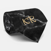 Cravate Élégant Motif en marbre noir (Roulé)