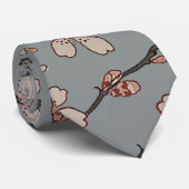 Cravate Élégant Motif Fleur rose Douce Fleur Fleur de Ceri (Roulé)