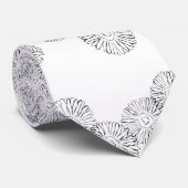 Cravate Élégant motif floral bohème chic noir et blanc à m (Roulé)