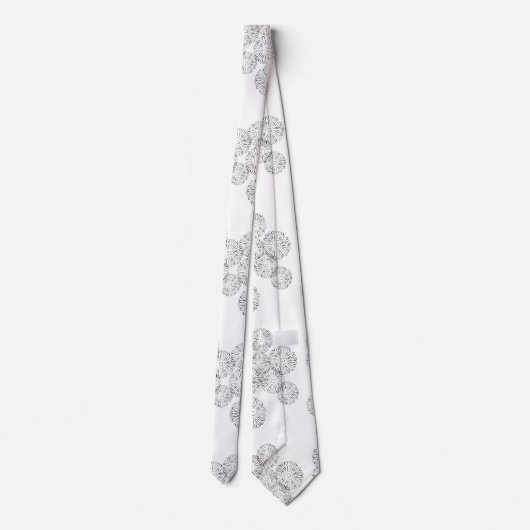 Cravate Élégant motif floral bohème chic noir et blanc à m (Dos)