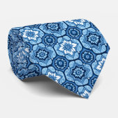 Cravate Élégant motif floral géométrique bleu (Roulé)