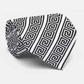 Cravate Élégant Motif grec noir sur blanc (Roulé)