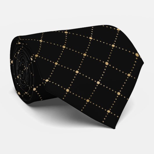 Cravate Élégant Motif moderne Noir Honeycomb (Roulé)