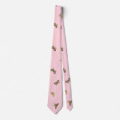 Cravate Élégant Motif rose des papillons dorés (Devant)