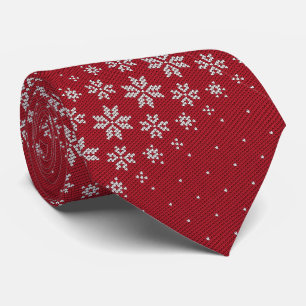 Cravate Élégant Motif Snowflake Noël Rouge