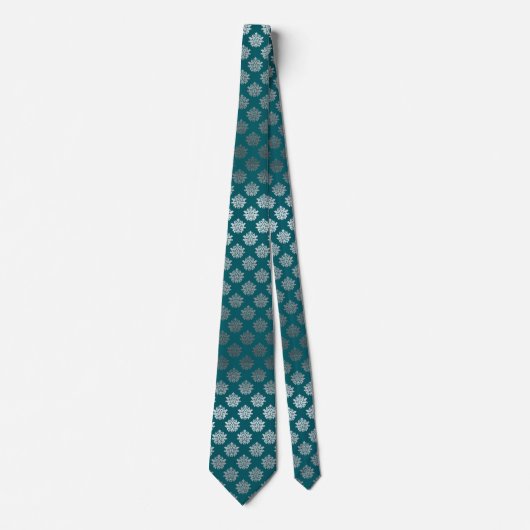 Cravate élégant motif turquoise en argent (Devant)
