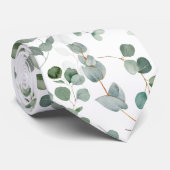 Cravate Élégant Motif vert Eucalyptus (Roulé)