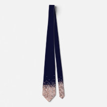 Elegant Navy Blue Rose Gold Faux Glitter 