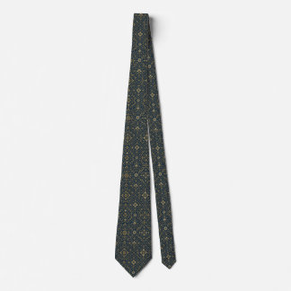 Cravate Elegant Navy & Gold Geometric Pattern Tie for Men