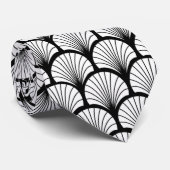 Cravate élégant noir blanc art déco motif (Roulé)
