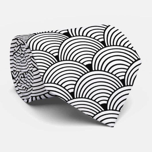 Cravate élégant noir blanc art déco motif (Roulé)