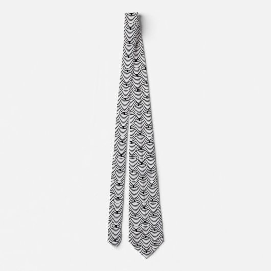 Cravate élégant noir blanc art déco motif (Dos)