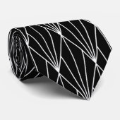 Cravate élégant noir blanc art déco motif (Roulé)