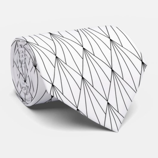 Cravate élégant noir blanc art déco motif (Roulé)