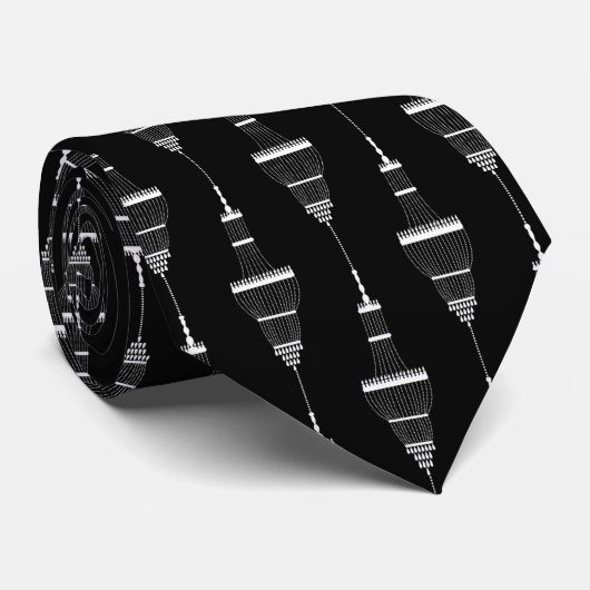 Cravate élégant noir blanc art déco motif (Roulé)