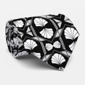 Cravate élégant noir blanc art déco motif (Roulé)