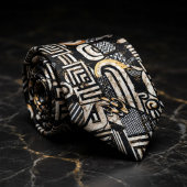 Cravate Élégant Noir Blanc Beige