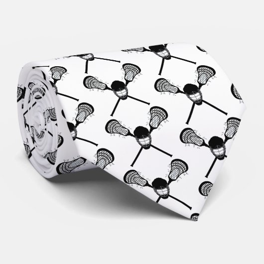 Cravate Élégant noir et blanc Lacrosse bâtons Motif (Roulé)
