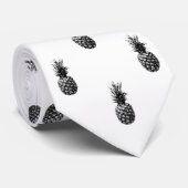 Cravate Élégant noir et blanc Motif d'ananas d'été (Roulé)