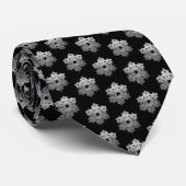 Cravate Élégant Noir I Metallic Noël Snowflake (Roulé)