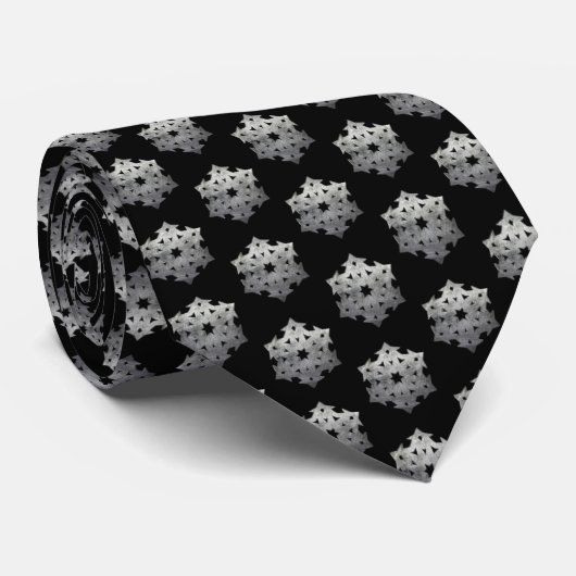 Cravate Élégant Noir I Metallic Noël Snowflake (Roulé)