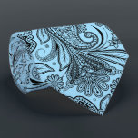 Cravate Elégant noir marguerite sur Arrière - plan bleu<br><div class="desc">L'élégante couleur vintage floral cachley  motif sans couture sur une couleur arrière - plan bleu clair que vous pouvez changer.</div>